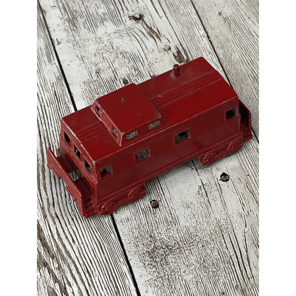 Vintage Midgetoy Rockford Ill Metal Red Caboose Train Car 3" Made in USA